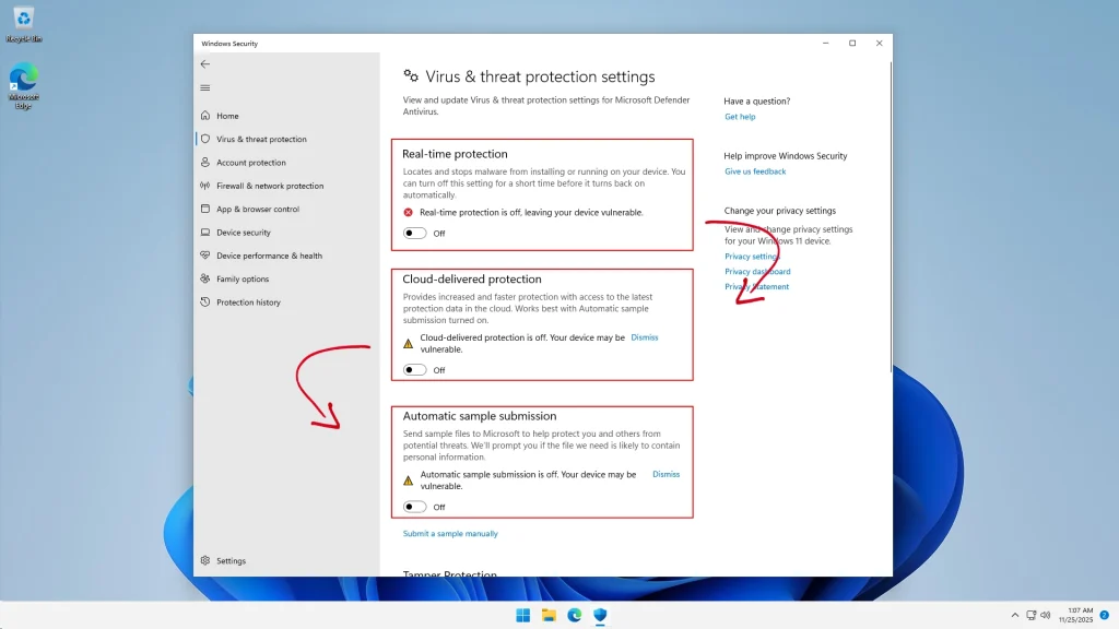 Disabling Windows Defender Protection