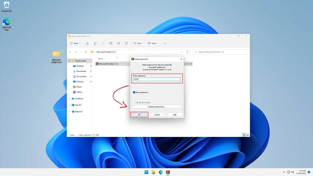 Password for Microsoft Toolkit Archive - 2025