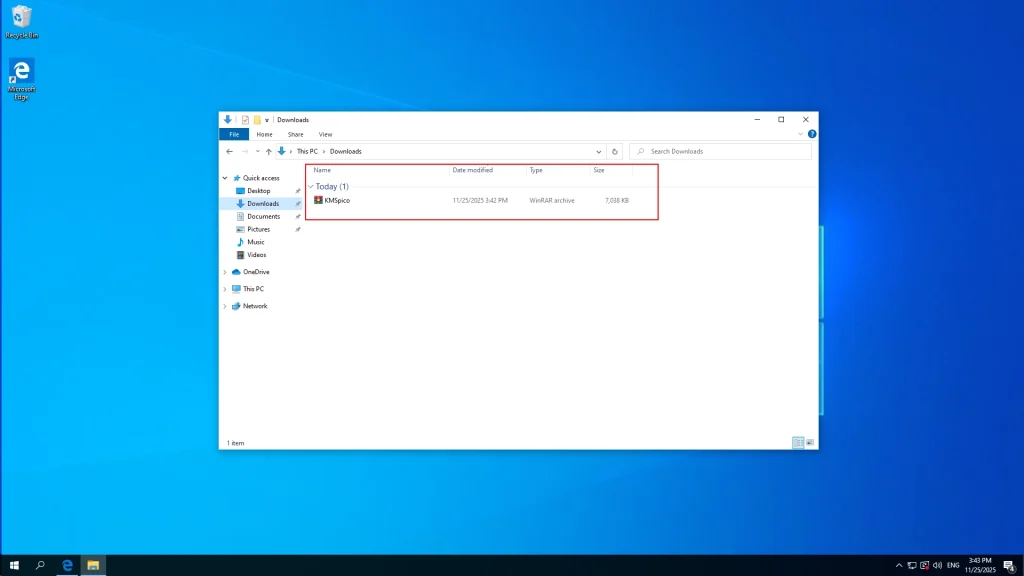 Windows & Office Activator is located in the Downloads folder