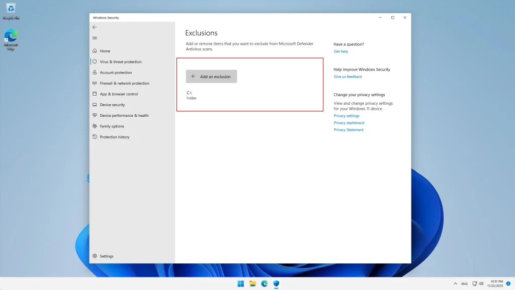 How to add to the exclusion list